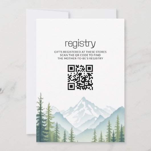QR Code Adventure fängt Woodland Baby Shower an Einladung (Rückseite)