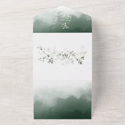 QR Code Airy Greenery Foto Wedding All In One Einladung (Außenbereich)