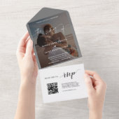 QR Code Airy Greenery Foto Wedding All In One Einladung (Abreißen)