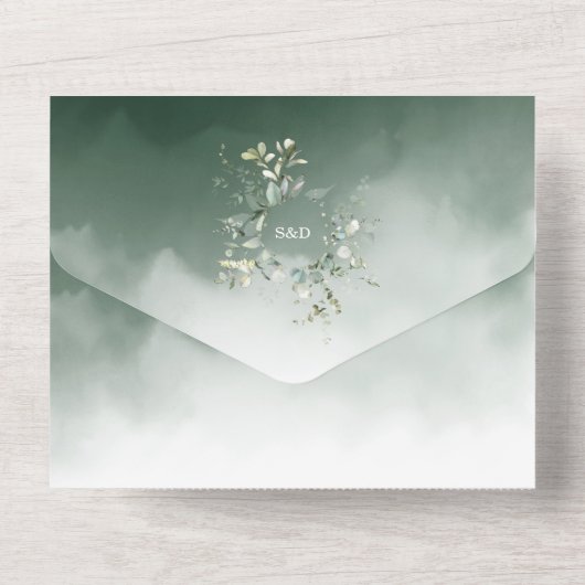 QR Code Airy Greenery Foto Wedding All In One Einladung (Rückseite)