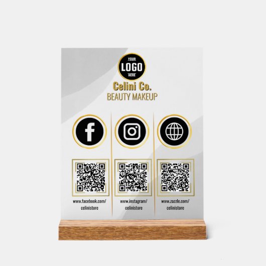 QR-Code Akryllische Schrift für Social Media - Maß Acrylschild (Vorderseite)
