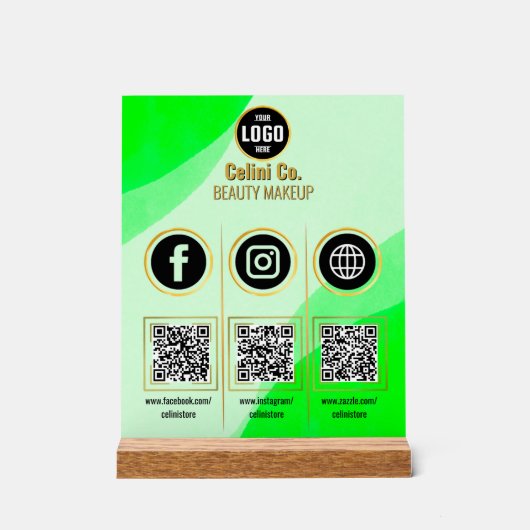 QR-Code Akryllische Schrift für Social Media - Maß Acrylschild (Vorderseite)