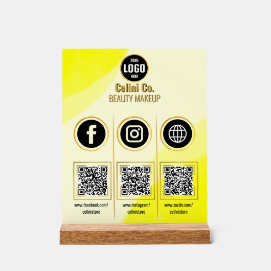 QR-Code Akryllische Schrift für Social Media - Maß Acrylschild (Vorderseite)