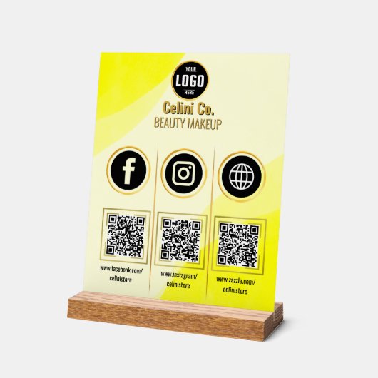 QR-Code Akryllische Schrift für Social Media - Maß Acrylschild (Winkel)
