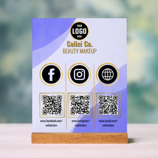 QR-Code Akryllische Schrift für Social Media - Maß Acrylschild (Neutral)