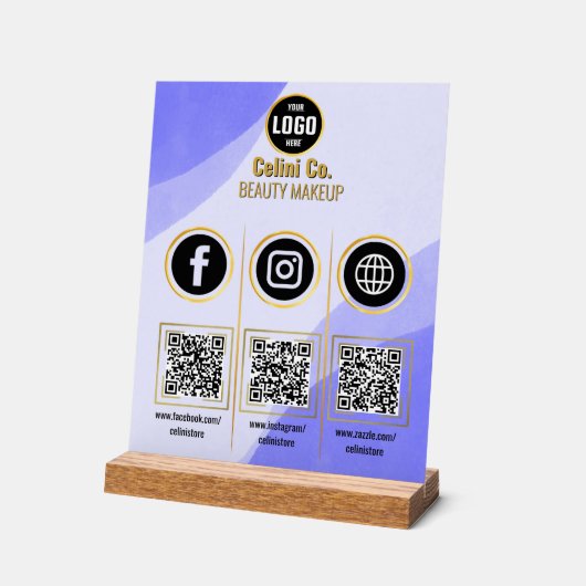 QR-Code Akryllische Schrift für Social Media - Maß Acrylschild (Winkel)
