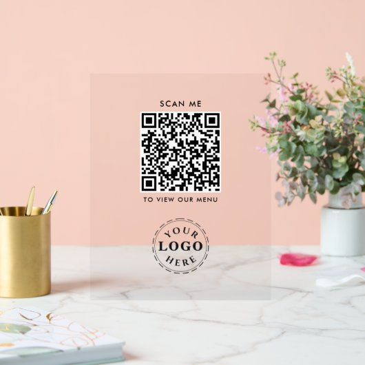QR Code Akryllisches Zeichen - Modernes Checkout-M Acrylschild (Hochzeit)