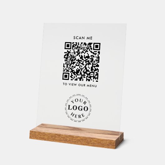 QR Code Akryllisches Zeichen - Modernes Checkout-M Acrylschild (Winkel)