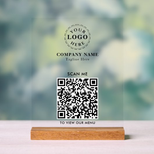 QR Code Akryllisches Zeichen - Modernes Checkout-M Acrylschild (Neutral)