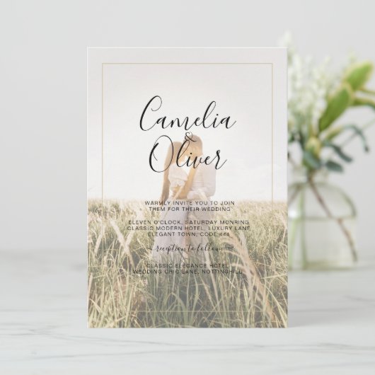 QR Code All-in-1 Rustic Terracotta GOLD Wedding Einladung (Stehend Vorderseite)