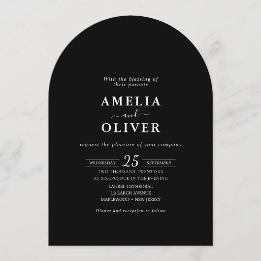 QR-Code All-in-One Minimalist Schwarz moderne Hoch Einladung (Vorderseite)