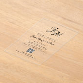 QR Code All in One Stylish Monogram Script Wedding Acryleinladungen (Ablage )