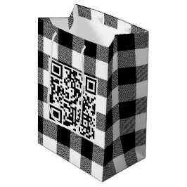 QR-Code am Geburtstag Kariert in Buffalo Mittlere Geschenktüte