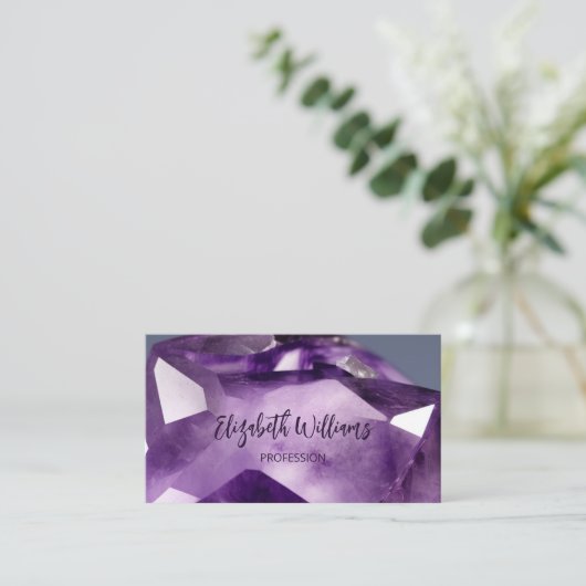 QR Code Amethyst Gem Stone Visitenkarte (Stehend Vorderseite)