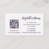 QR Code Amethyst Gem Stone Visitenkarte (Rückseite)