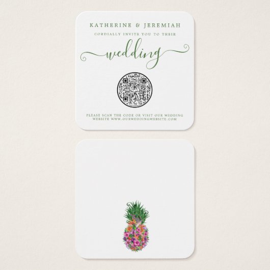 QR-Code Ananas-Ananas-Hochzeit Einladung (Vorne & Hinten)