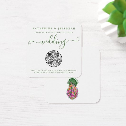 QR-Code Ananas-Ananas-Hochzeit Einladung (Schreibtisch)
