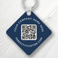 QR code and custom text double sided dark blue