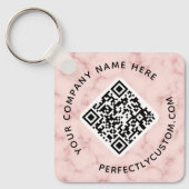 QR code and custom text double sided pink marble Schlüsselanhänger (Vorderseite)