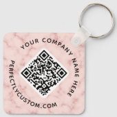 QR code and custom text double sided pink marble Schlüsselanhänger (Rückseite)