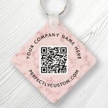 QR code and custom text double sided pink marble Schlüsselanhänger<br><div class="desc">Double sided keychain with your QR code and custom text on a light blush pink marble background. Change fonts and font colors,  move and resize elements with the design tool.</div>