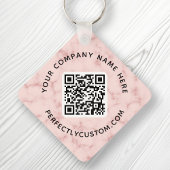 QR code and custom text double sided pink marble Schlüsselanhänger
