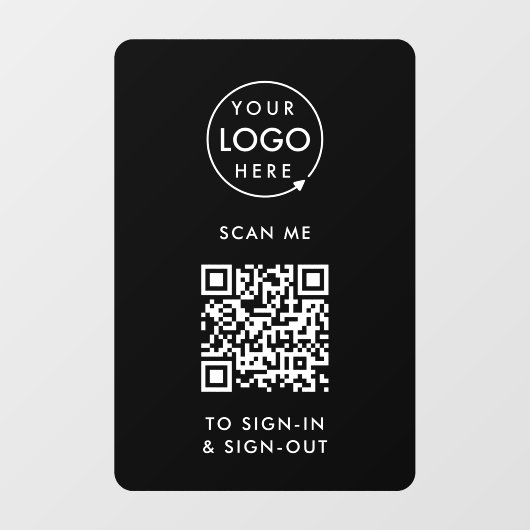 QR-Code-Anmeldung | Black Visitor Employeer Empfan Fensteraufkleber (Blatt)
