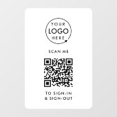 QR-Code-Anmeldung | Empfang des Besuchers White Fensteraufkleber (Blatt)