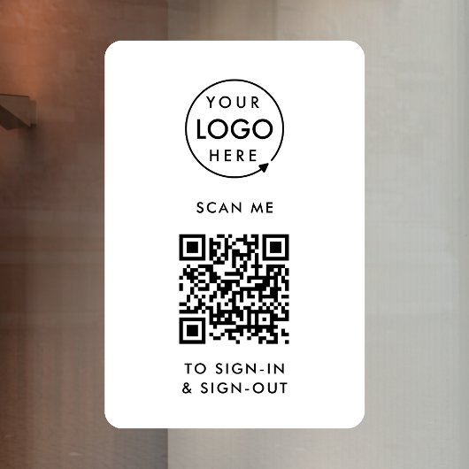 QR-Code-Anmeldung | Empfang des Besuchers White Fensteraufkleber