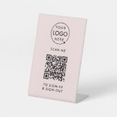 QR-Code-Anmeldung | Rosa Empfang des Besuchers Sockelschild (Vorderseite)