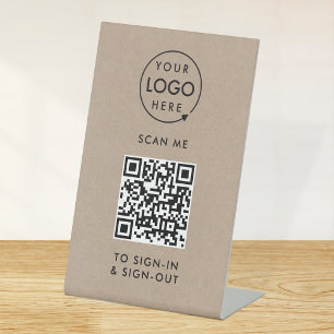 QR-Code-Anmeldung Rusitc Kraft Empfang Sockelschild
