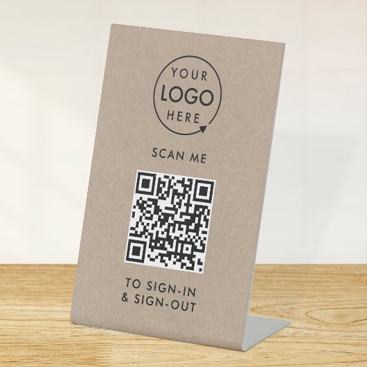 QR-Code-Anmeldung | Rusitc Kraft Empfang Sockelschild