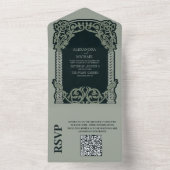 QR Code Antique Art Nouveau Hochzeit All In One Einladung (Innen Boden)