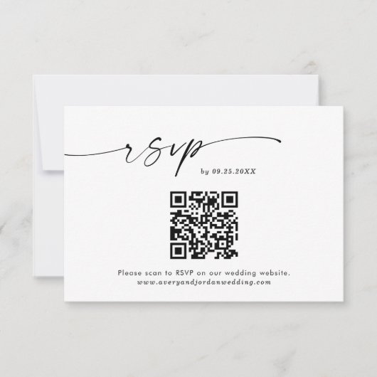 QR-Code-Antwortkarte | Minimalistische Hochzeit RS Dankeskarte (Vorderseite)