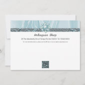 QR Code Aquamarin Blue Silk Foil Business Mitteilungskarte (Vorderseite)