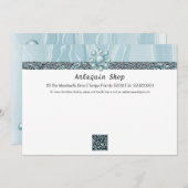 QR Code Aquamarin Blue Silk Foil Business Mitteilungskarte (Vorne/Hinten)