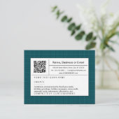 QR-Code: aquamarin kariert Einladungspostkarte (Stehend Vorderseite)