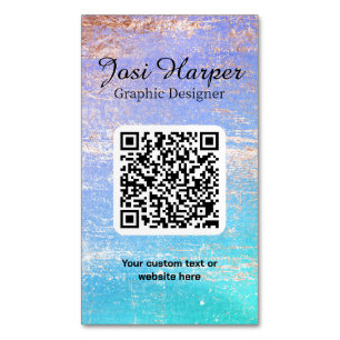 QR-Code Aquamarin Lila Gold Custom Magnetische Visitenkarte