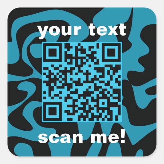 QR-Code Aquamarin und schwarz-hell modern Quadratischer Aufkleber (Vorderseite)