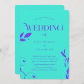 QR-Code Aquamarine Boho Botanische Hochzeit Einladung (Vorne/Hinten)