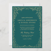 QR-Code Aquamarines grünes Foto Minimalistische Ho Einladung (Vorderseite)