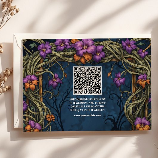 QR Code Art Nouveau Gothic Halloween Hochzeit Begleitkarte