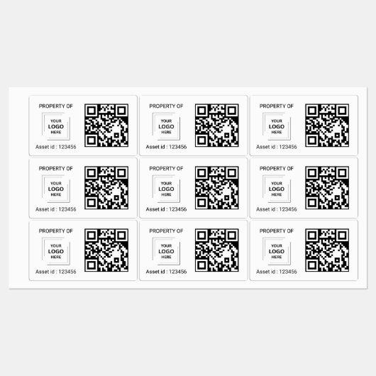 QR-Code-Asset-ID Firmen-Eigentumsetikett Stil Etiketten (Blatt)