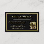 QR code attorney lawyer professional gold black Visitenkarte (Rückseite)