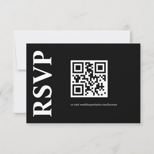 QR-CODE auf Basis von Minimalistischem Schwarzweiß RSVP Karte (Vorderseite)