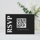 QR-CODE auf Basis von Minimalistischem Schwarzweiß RSVP Karte (Stehend Vorderseite)