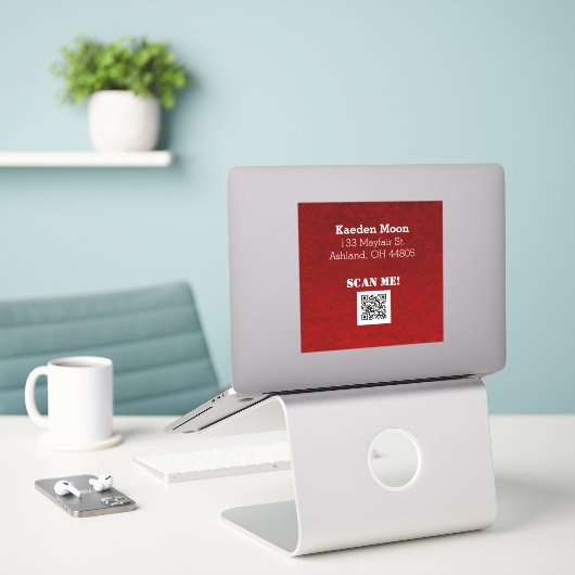 QR-Code Aufkleber (Laptop auf Schreibtisch)