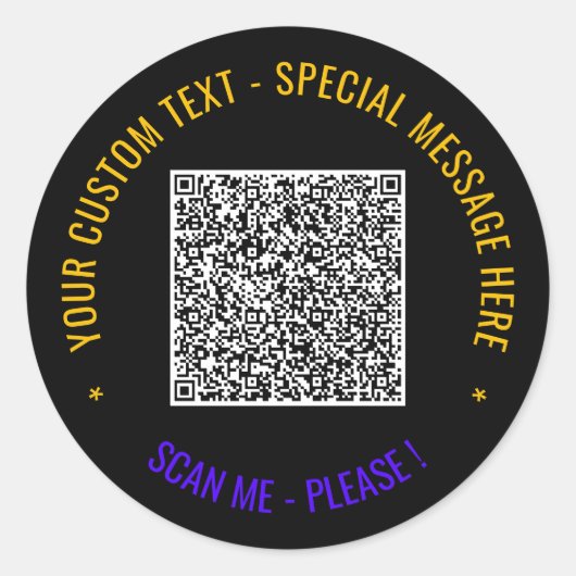 QR-Code-Aufkleber mit benutzerdefinierter Textausw Runder Aufkleber (Vorderseite)
