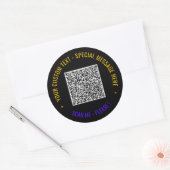 QR-Code-Aufkleber mit benutzerdefinierter Textausw Runder Aufkleber (Umschlag)