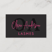 QR-Code Auge Lashes Techniker Hot Pink Black Visitenkarte (Vorderseite)